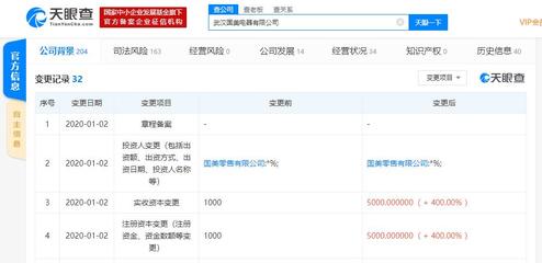 国美电器全资子公司注册资本大幅提升400%，聚焦计算机软硬件及辅助设备批发业务